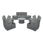 10-Piece Outdoor Sectional Half Round Patio Rattan Sofa Set