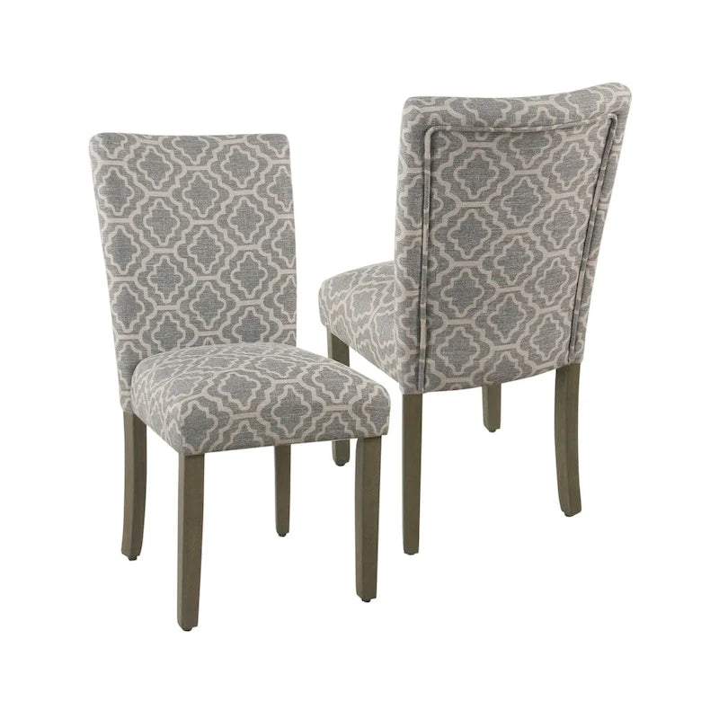Chaise de salle à manger géométrique gris cendré (Lot de 2)