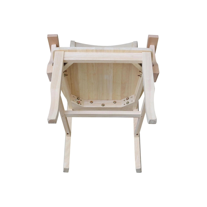 Chaise de salle à manger en bois massif avec accoudoirs et dossier en X double