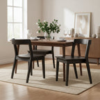 Set of 2 Astor Black Solid Wood Chair with Curved Back