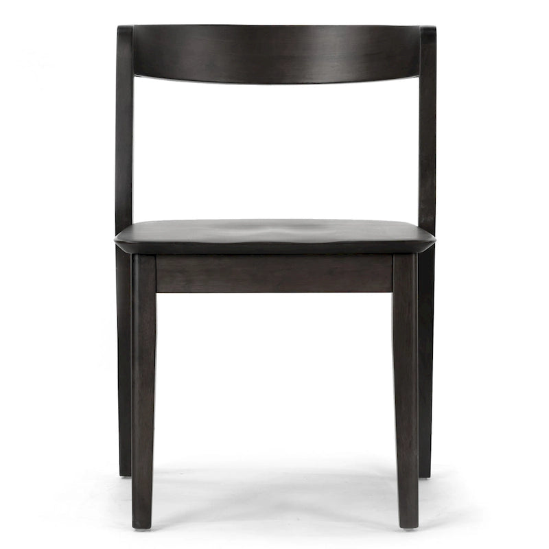 Lot de 2 chaises noires en bois massif avec dossier incurvé