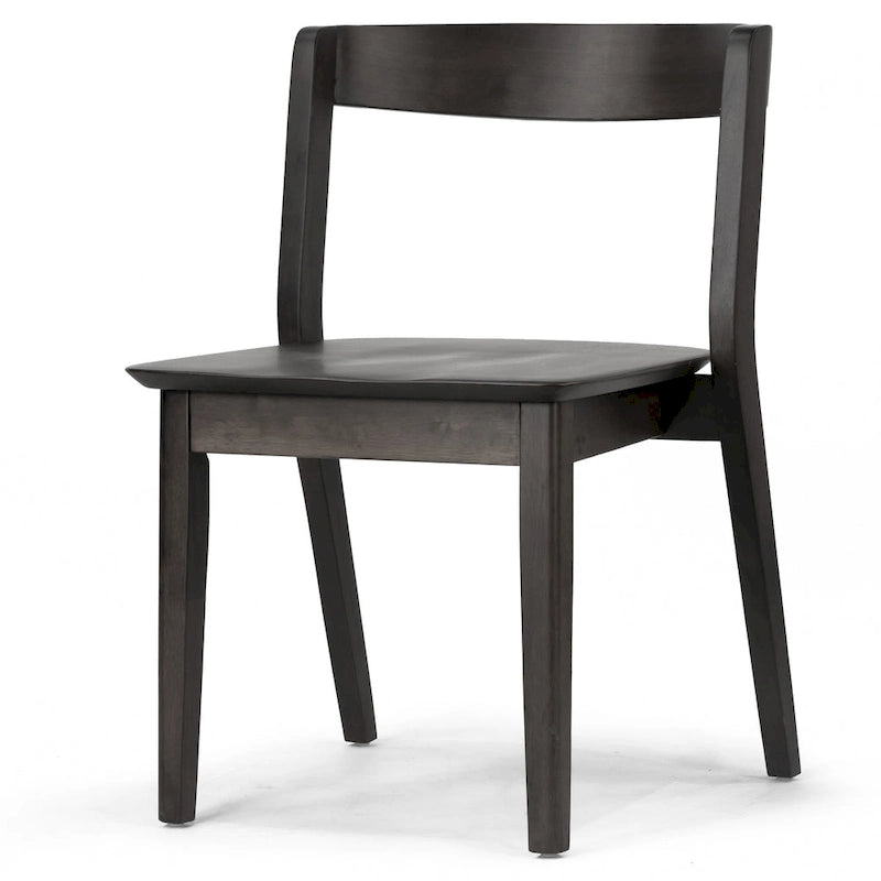 Lot de 2 chaises noires en bois massif avec dossier incurvé