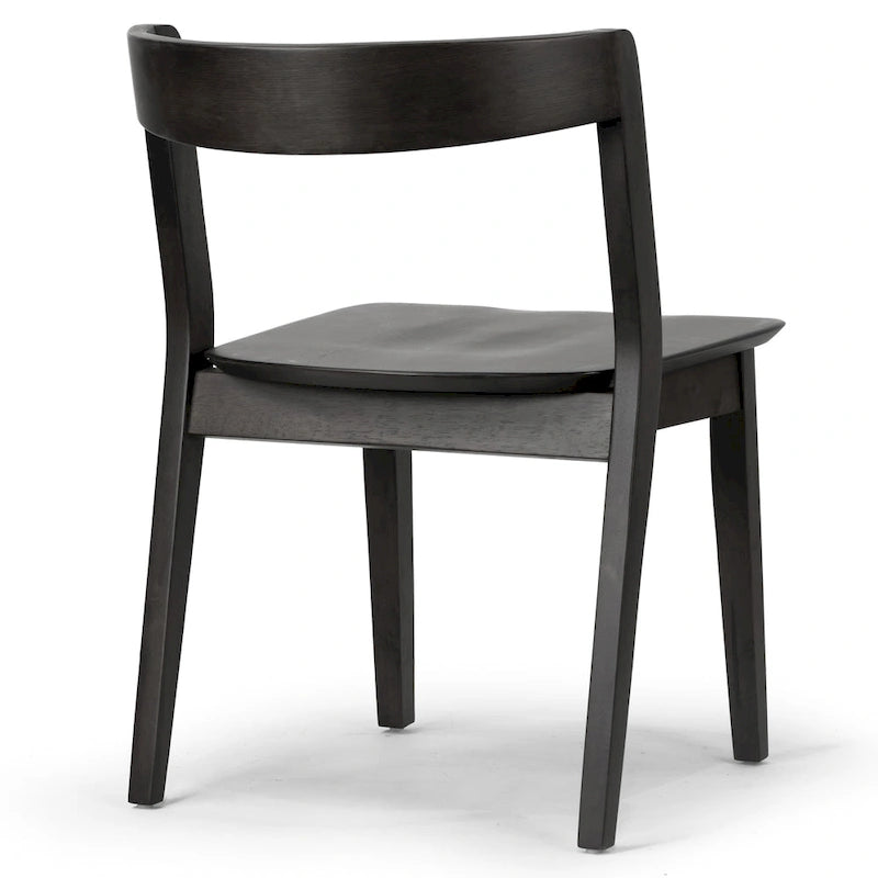 Lot de 2 chaises noires en bois massif avec dossier incurvé