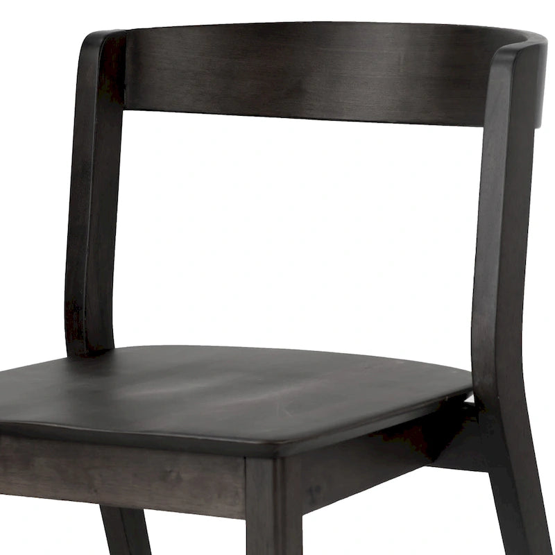 Lot de 2 chaises noires en bois massif avec dossier incurvé
