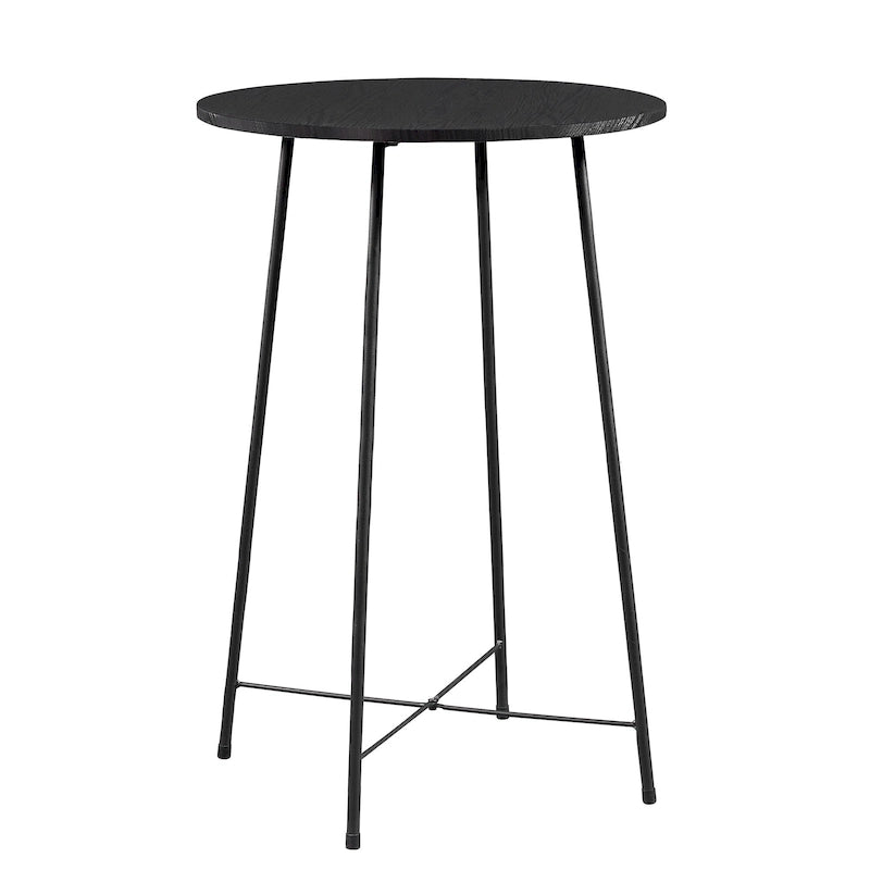 Table haute de bar ronde de 35,4", table de bistrot/petit-déjeuner de style industriel avec plateau en bois