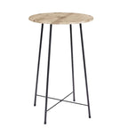 Table haute de bar ronde de 35,4", table de bistrot/petit-déjeuner de style industriel avec plateau en bois