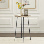 Table haute de bar ronde de 35,4", table de bistrot/petit-déjeuner de style industriel avec plateau en bois