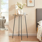 Table haute de bar ronde de 35,4", table de bistrot/petit-déjeuner de style industriel avec plateau en bois