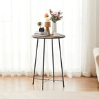 Table haute de bar ronde de 35,4", table de bistrot/petit-déjeuner de style industriel avec plateau en bois