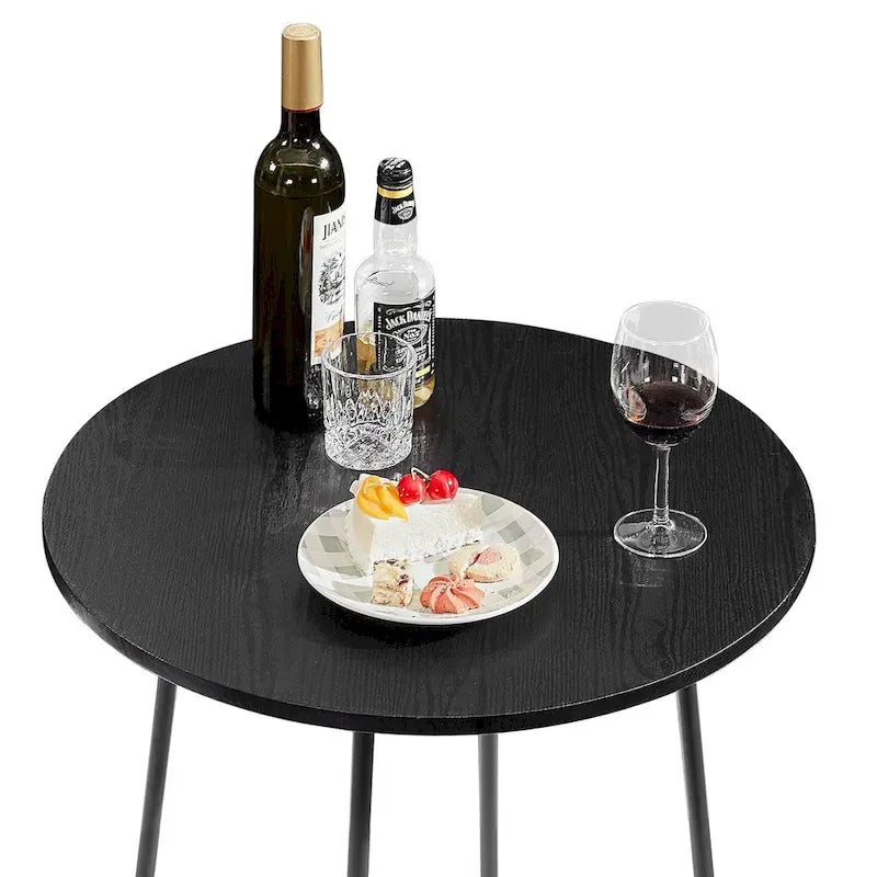 Table haute de bar ronde de 35,4", table de bistrot/petit-déjeuner de style industriel avec plateau en bois