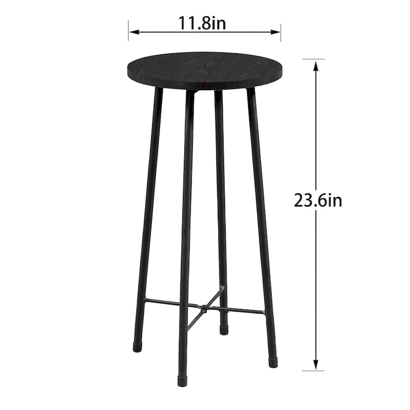Table haute de bar ronde de 35,4", table de bistrot/petit-déjeuner de style industriel avec plateau en bois