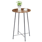 Table haute de bar ronde de 35,4", table de bistrot/petit-déjeuner de style industriel avec plateau en bois