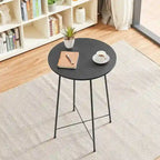 Table haute de bar ronde de 35,4", table de bistrot/petit-déjeuner de style industriel avec plateau en bois