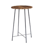 Table haute de bar ronde de 35,4", table de bistrot/petit-déjeuner de style industriel avec plateau en bois