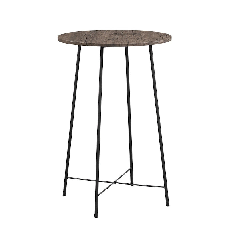 Table haute de bar ronde de 35,4", table de bistrot/petit-déjeuner de style industriel avec plateau en bois