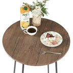 Table haute de bar ronde de 35,4", table de bistrot/petit-déjeuner de style industriel avec plateau en bois