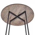Table haute de bar ronde de 35,4", table de bistrot/petit-déjeuner de style industriel avec plateau en bois