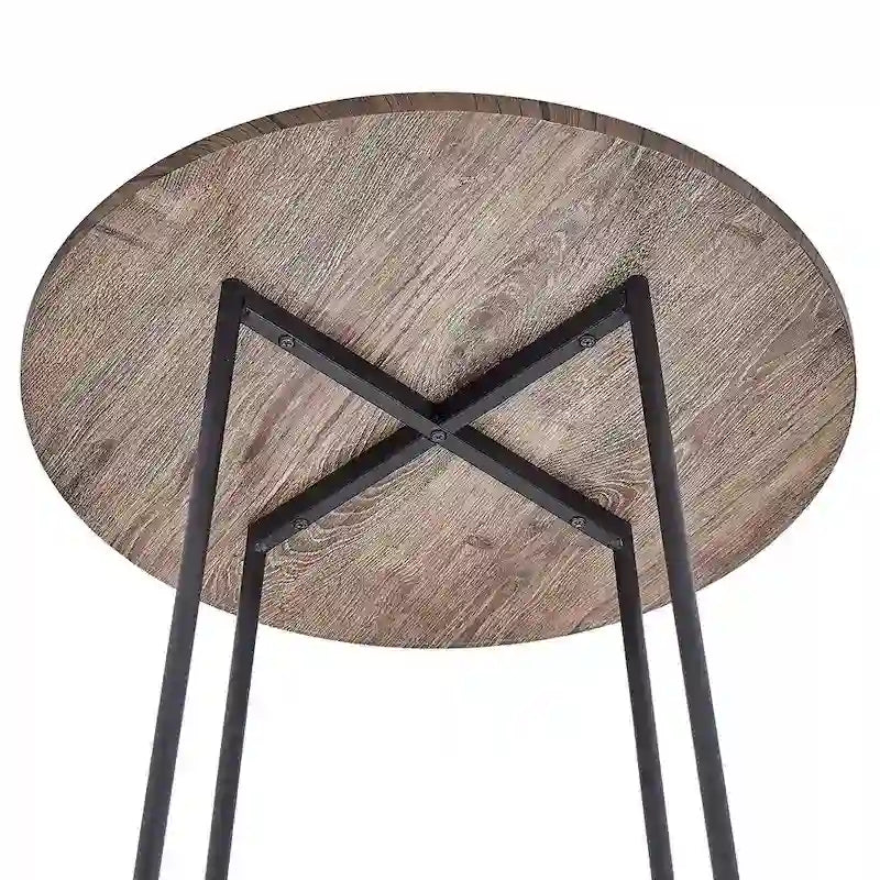 Table haute de bar ronde de 35,4", table de bistrot/petit-déjeuner de style industriel avec plateau en bois