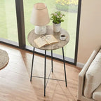 Table haute de bar ronde de 35,4", table de bistrot/petit-déjeuner de style industriel avec plateau en bois