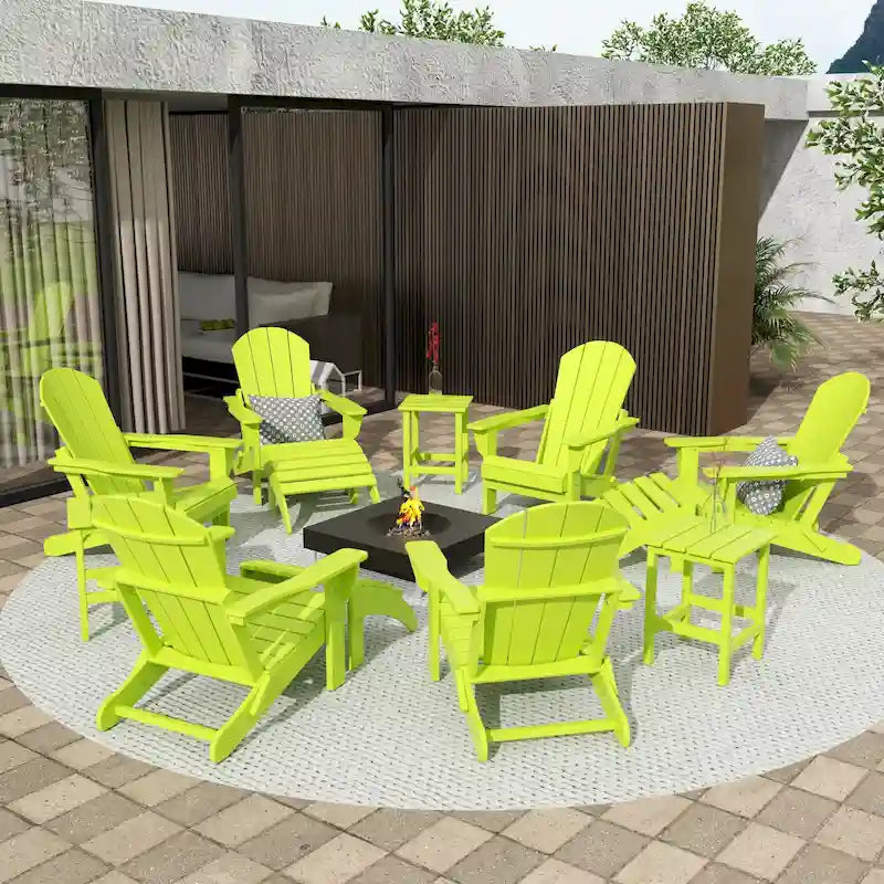 Ensemble de conversation de chaises pliantes d'extérieur Polytrends Laguna en HDPE toutes saisons pour patio (ensemble de 12 pièces)