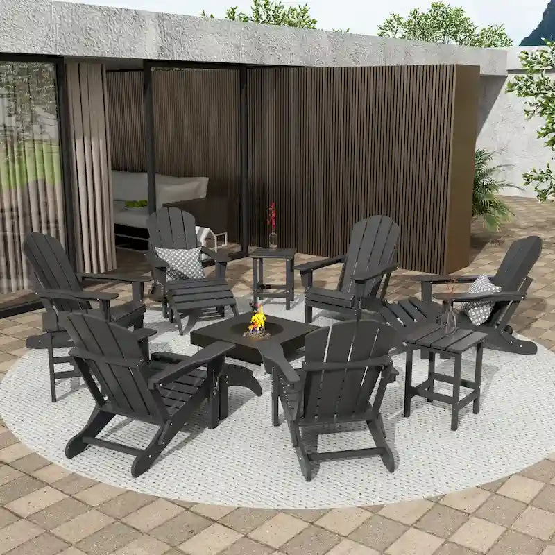 Ensemble de conversation de chaises pliantes d'extérieur Polytrends Laguna en HDPE toutes saisons pour patio (ensemble de 12 pièces)