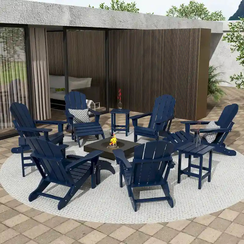 Ensemble de conversation de chaises pliantes d'extérieur Polytrends Laguna en HDPE toutes saisons pour patio (ensemble de 12 pièces)