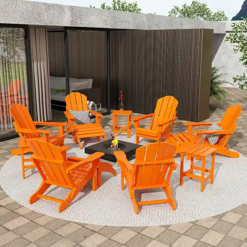 Ensemble de conversation de chaises pliantes d'extérieur Polytrends Laguna en HDPE toutes saisons pour patio (ensemble de 12 pièces)