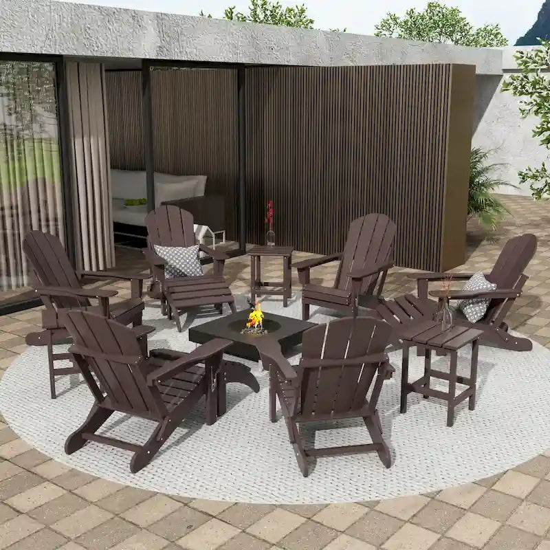Ensemble de conversation de chaises pliantes d'extérieur Polytrends Laguna en HDPE toutes saisons pour patio (ensemble de 12 pièces)