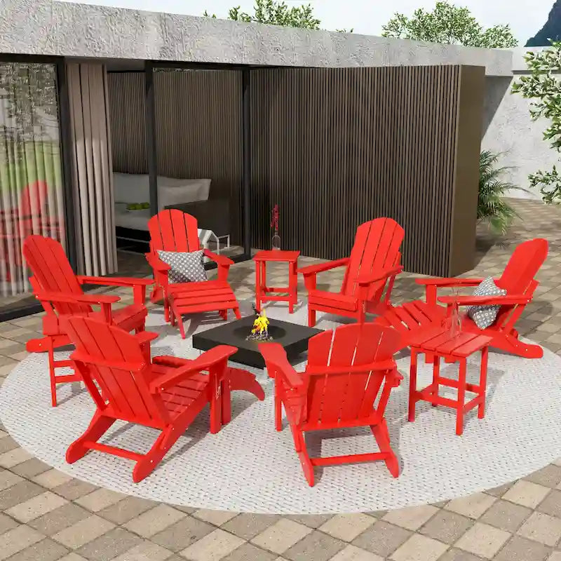 Ensemble de conversation de chaises pliantes d'extérieur Polytrends Laguna en HDPE toutes saisons pour patio (ensemble de 12 pièces)