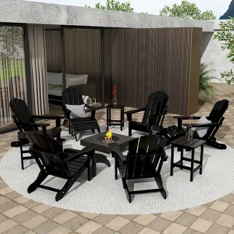Ensemble de conversation de chaises pliantes d'extérieur Polytrends Laguna en HDPE toutes saisons pour patio (ensemble de 12 pièces)