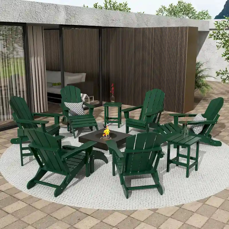Ensemble de conversation de chaises pliantes d'extérieur Polytrends Laguna en HDPE toutes saisons pour patio (ensemble de 12 pièces)