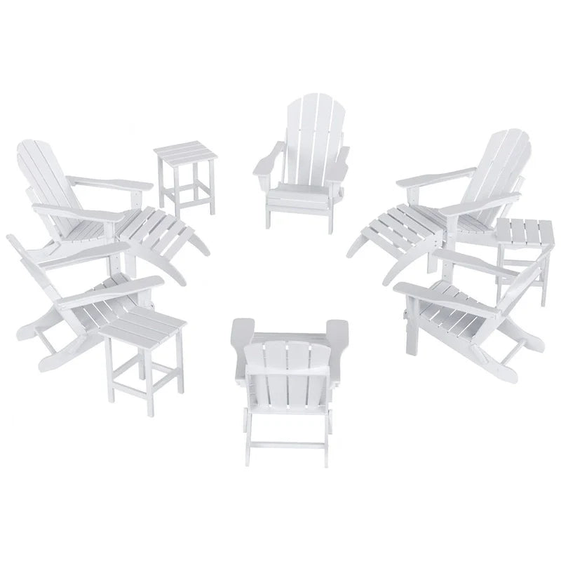 Polytrends Laguna Hdpe All Weather Outdoor Patio Foldable Adirondack Chairs Conversation Set (12-Piece Set)
