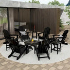 Polytrends Laguna Hdpe All Weather Outdoor Patio Foldable Adirondack Chairs Conversation Set (12-Piece Set)