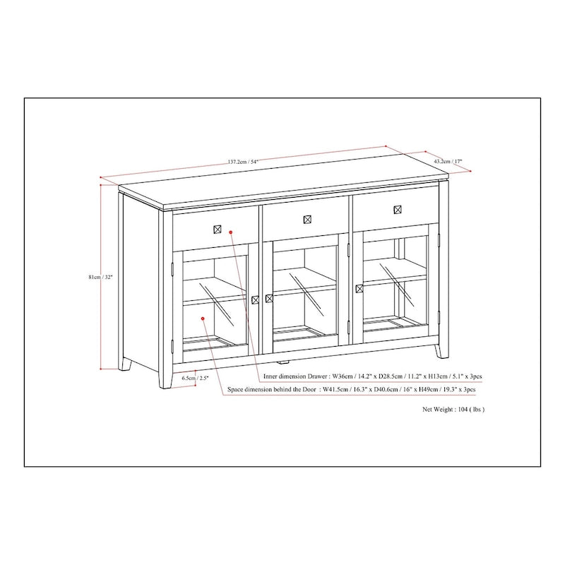 BUFFET en ACAJOU MASSIF de style contemporain – 137 cm de large