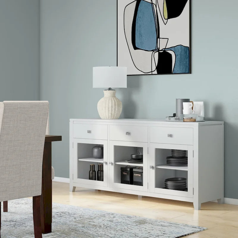 BUFFET en ACAJOU MASSIF de style contemporain – 137 cm de large