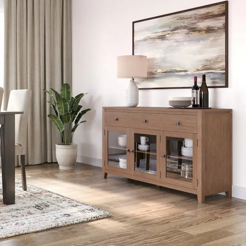 BUFFET en ACAJOU MASSIF de style contemporain – 137 cm de large