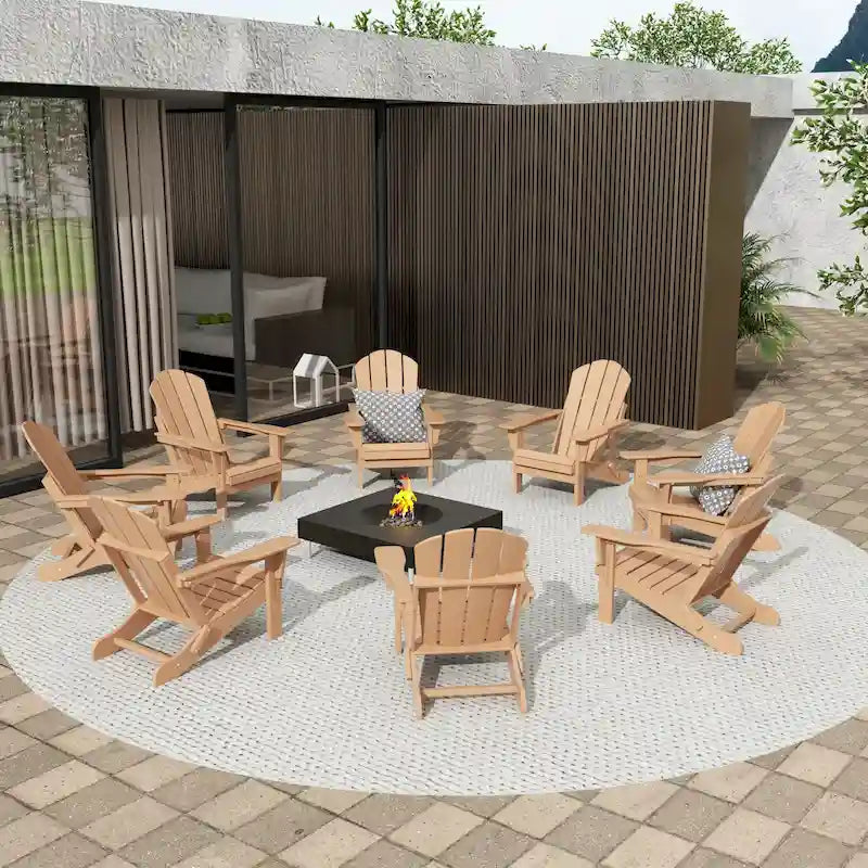 Polytrends Laguna Hdpe All Weather Outdoor Patio Foldable Adirondack Chairs (Set Of 8)