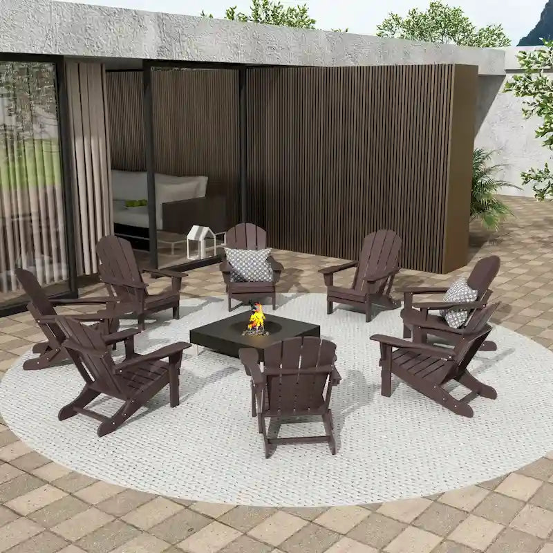 Fauteuils Adirondack pliables d'extérieur tout temps Polytrends Laguna en PEHD (lot de 8)