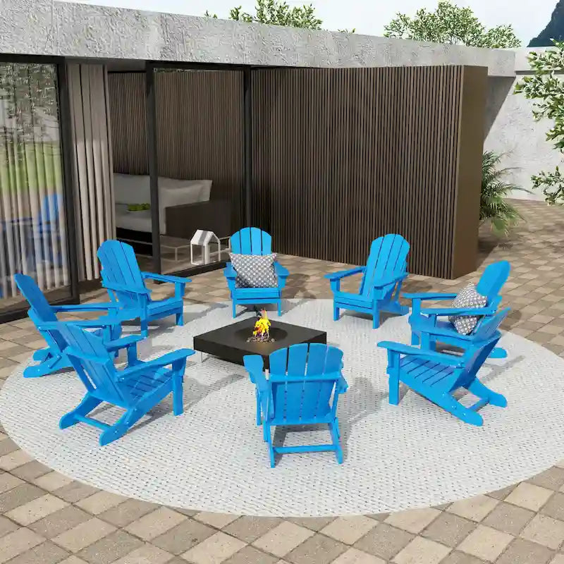 Fauteuils Adirondack pliables d'extérieur tout temps Polytrends Laguna en PEHD (lot de 8)