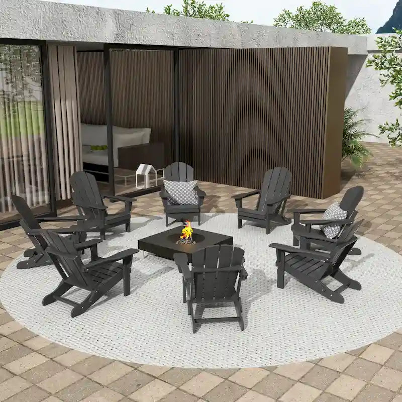 Fauteuils Adirondack pliables d'extérieur tout temps Polytrends Laguna en PEHD (lot de 8)