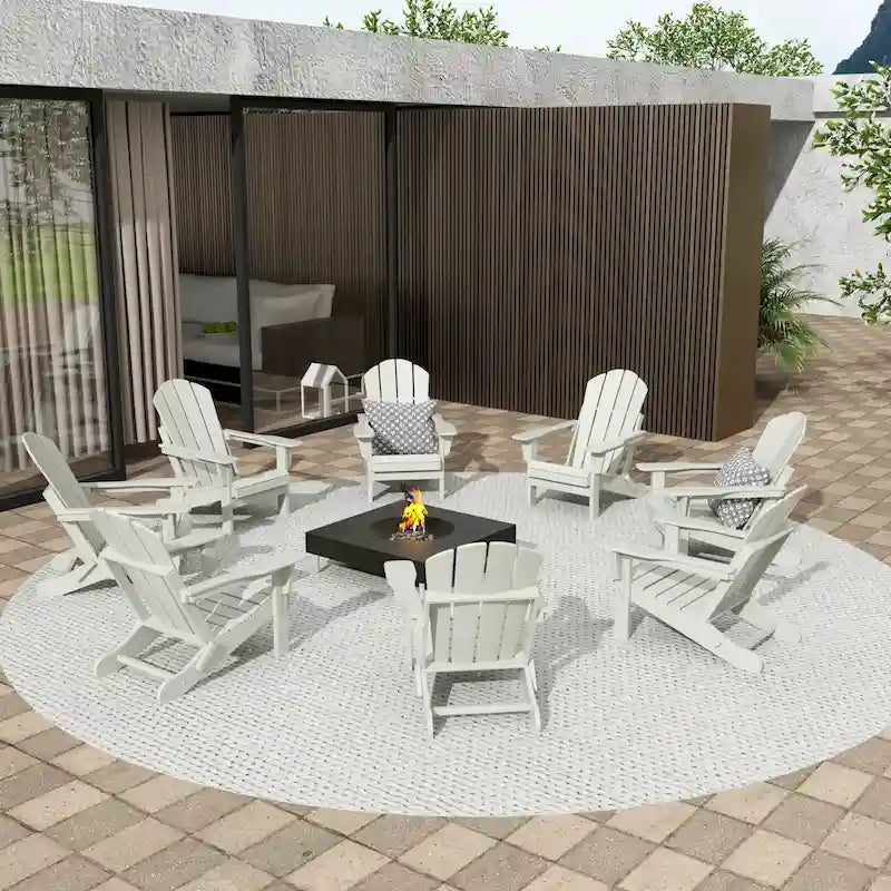 Fauteuils Adirondack pliables d'extérieur tout temps Polytrends Laguna en PEHD (lot de 8)