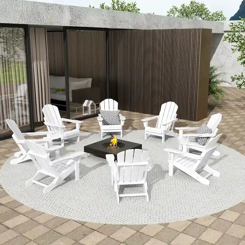 Fauteuils Adirondack pliables d'extérieur tout temps Polytrends Laguna en PEHD (lot de 8)