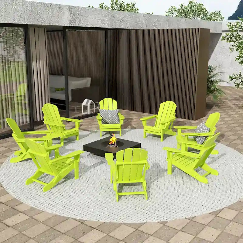 Polytrends Laguna Hdpe All Weather Outdoor Patio Foldable Adirondack Chairs (Set Of 8)