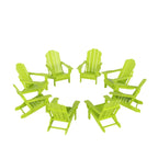 Polytrends Laguna Hdpe All Weather Outdoor Patio Foldable Adirondack Chairs (Set Of 8)