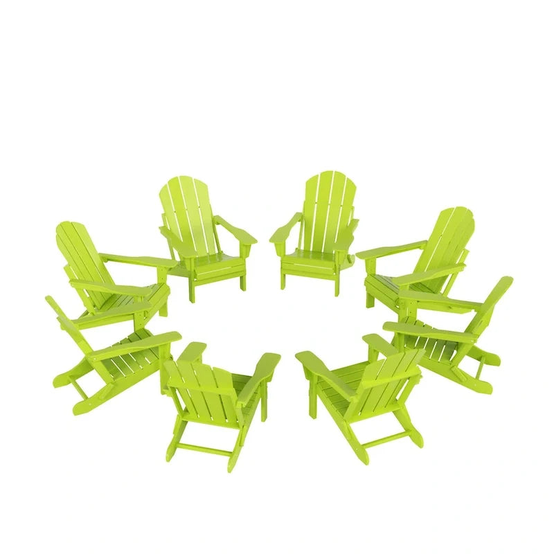 Polytrends Laguna Hdpe All Weather Outdoor Patio Foldable Adirondack Chairs (Set Of 8)