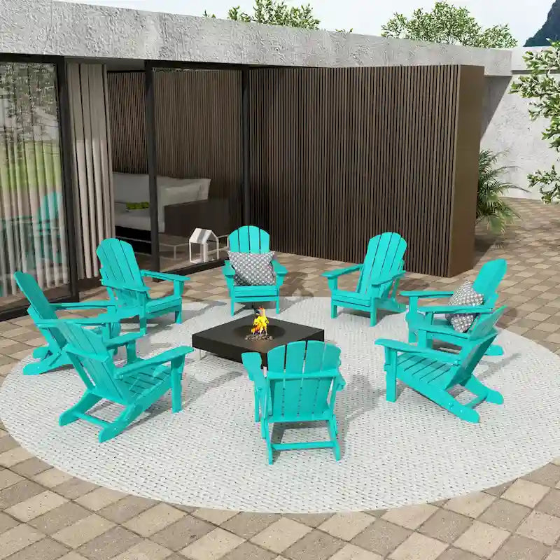Polytrends Laguna Hdpe All Weather Outdoor Patio Foldable Adirondack Chairs (Set Of 8)