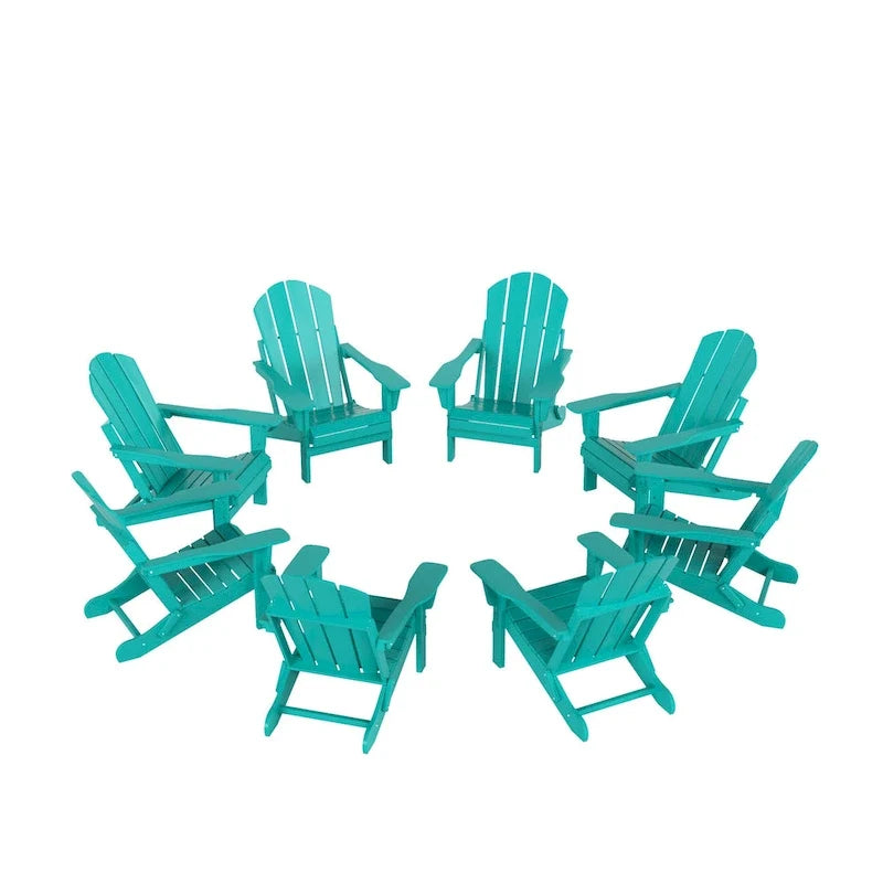 Polytrends Laguna Hdpe All Weather Outdoor Patio Foldable Adirondack Chairs (Set Of 8)