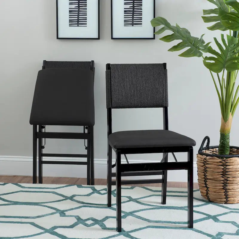 Chaise de salle à manger pliable en bois et corde (lot de 2)