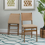 Chaise de salle à manger pliable en bois et corde (lot de 2)