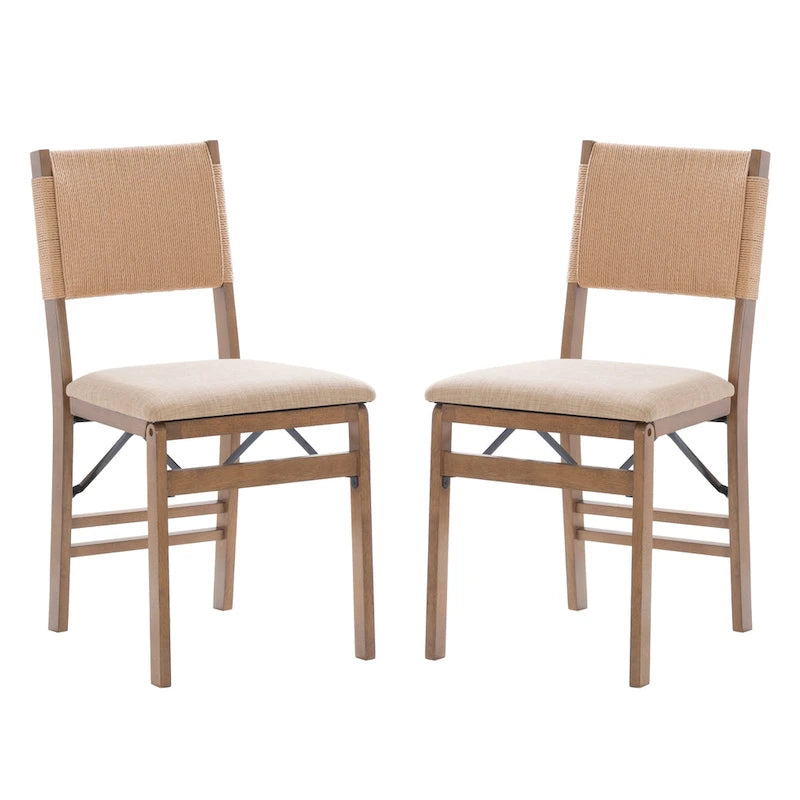 Chaise de salle à manger pliable en bois et corde (lot de 2)